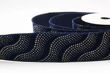 Blauw lint met glitter, golf- en stippenpatroon_KW0474GC4-4